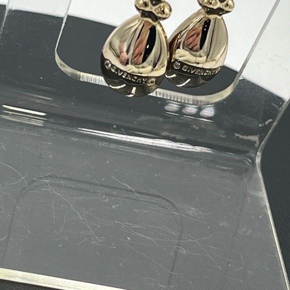 Givenchy Womens Gold Tone Red and Clear Crystal Dangle Drop Earring New - Picture 9 of 10